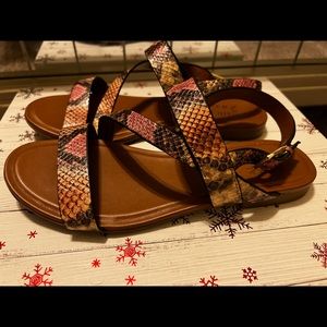 Beautiful multicolor snake skin print naturaliz sandals